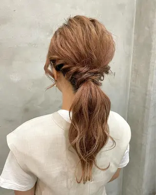 ロング ヘアアレンジ 【ピンク/韓国ヘア/ ヘアセット】亜海のヘアスタイル