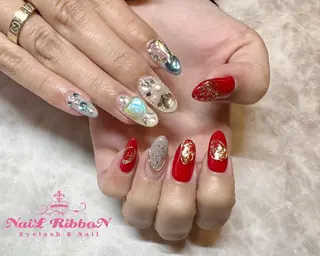 ネイル ネイルリボン 受付スタッフのネイルデザイン