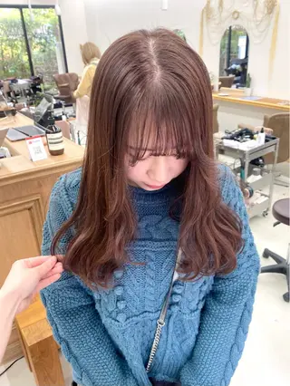 セミロング カラー ヘアアレンジ ハル🌸柔色/ ブリーチなし/艶髪のヘアスタイル