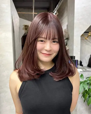 セミロング カラー ブリーチなしカラー ダブルカラーエクステのヘアスタイル