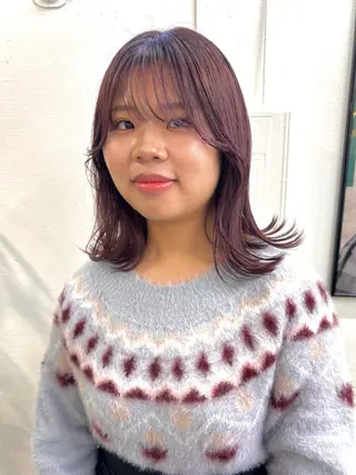 ミディアム カラー 暖色カラー/天神/ ヘイマサクラのヘアスタイル