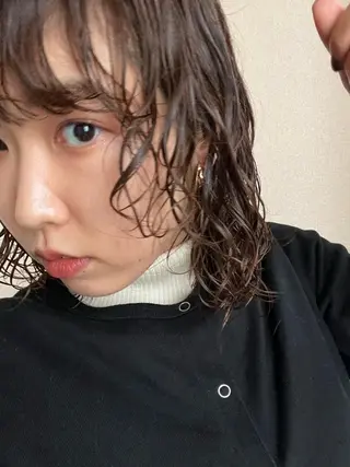 ミディアム カラー パーマ GO TODAY シェアサロン 表参道Flos店所属・nishi fuyumiのヘアスタイル