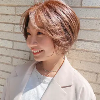 ショート カラー コテ巻き風パーマ★ はるさんのヘアスタイル