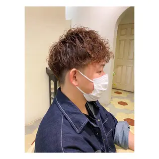 ミディアム パーマ メンズ 菊池大一 溝の口パーマのヘアスタイル