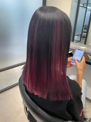 ミディアム カラー ヘアアレンジ 髪質改善×ハイトーン 中田啄也のヘアスタイル