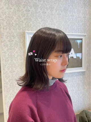 ミディアム ヘアアレンジ ブリーチなしカラー/ 暖色カラー/艶カラーのヘアスタイル