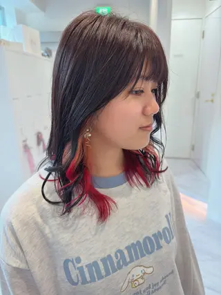 ミディアム カラー SAYAKA 🍒／ボブ／暖色のヘアスタイル