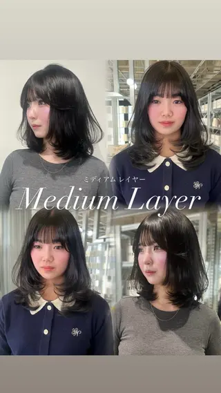 ミディアム ダブルカラー/レイヤ ーカット 🤍ゆきなのヘアスタイル