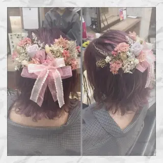 ミディアム ヘアアレンジ ヘアセット/着付け 𓇼 松本 夏美𓇼のヘアスタイル