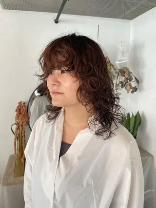 ミディアム パーマ ボブ/レイヤー /河内温太のヘアスタイル