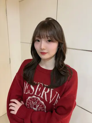 セミロング カラー 🤎韓国ヘア ベージュ まゆか🤎のヘアスタイル