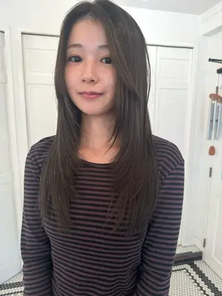 カラー ブリーチカラー🎀 韓国風/寺門美優のヘアスタイル