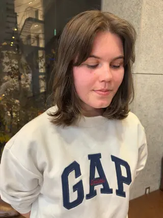 ミディアム カラー パーマ ヘアアレンジ 押切 響　のヘアスタイル