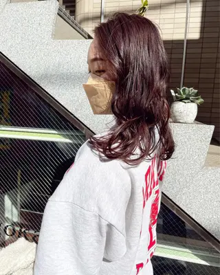 ミディアム カラー ヘアアレンジ 髪質改善カラー&TR 縮毛矯正/弱酸性矯正のヘアスタイル