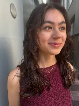 セミロング パーマ 池田理紗/メンズ カット/切りっぱなしのヘアスタイル