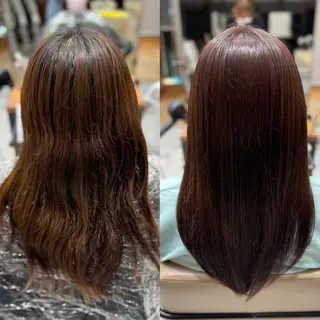 セミロング カラー 新宿透明感カラー 髪質改善/吉川怜奈のヘアスタイル