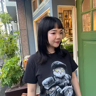 セミロング カラー 抜け感ショート パーマ/緒方椋のヘアスタイル