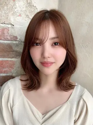 ミディアム カラー 🧡くびれヘア/前髪 顔周り🧡久原結衣のヘアスタイル