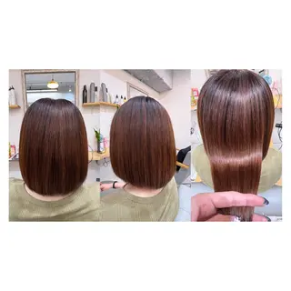 ミディアム レイヤーカット・ 縮毛矯正 星野のヘアスタイル