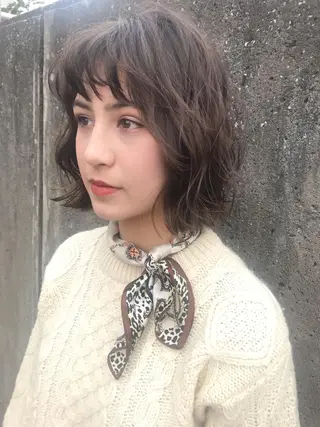 ミディアム saki🌼ボブ× 透明感カラー🌼のヘアスタイル