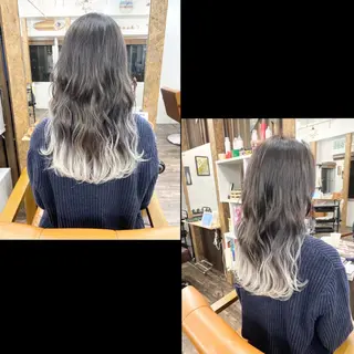 セミロング カラー ✯カラー&編み込み エクステ✯池田智博✯のヘアスタイル