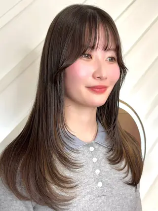 セミロング カラー 莉乃/縮毛矯正/髪質 改善/艶カラーのヘアスタイル