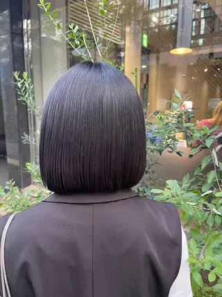 カラー えんぐちとも／透明感 カラー／博多ボブのヘアスタイル