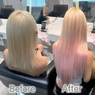 ロング カラー ヘアアレンジ メンズ シールエクステ🎀 羽エクステ🌙しぇるのヘアスタイル