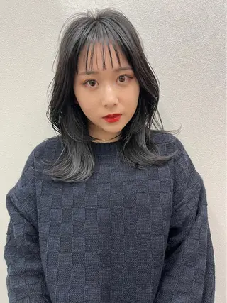 セミロング カラー パーマ ヘアアレンジ umu.［韓国ヘア /ダウンパーマ］のヘアスタイル