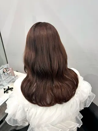 セミロング カラー 𝒎𝒐𝒆🩰 名駅/ヘアメ/暖色♡のヘアスタイル