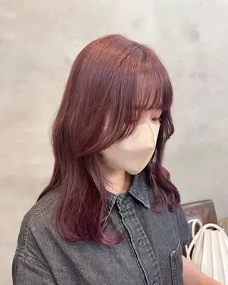 セミロング カラー ヘアアレンジ 【ピンク/韓国ヘア/ ヘアセット】亜海のヘアスタイル