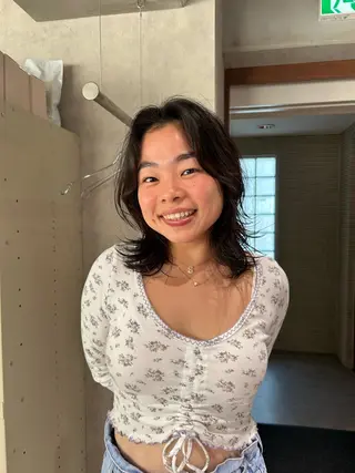 ミディアム パーマ ayano🍒パーマ 暖色カラーのヘアスタイル