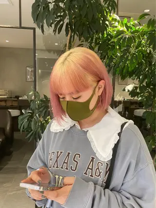 ミディアム カラー Hair & make Lamp所属・梅田のブリーチ特化 美容師KAI🥰のヘアスタイル