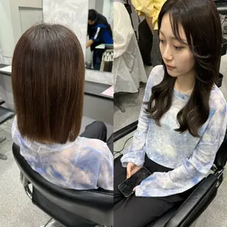 セミロング 濱川響太レディース カットモデルのヘアスタイル