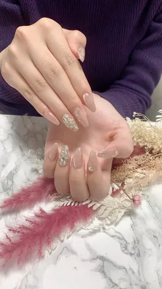 ネイル はな💎ネイル ワンホン、長さ出しのネイルデザイン