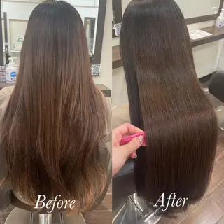 セミロング aya/小顔レイヤー /柔らかカラーのヘアスタイル