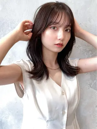 セミロング カラー 顔周り/くびれヘア 韓国ヘア💕風間るなのヘアスタイル