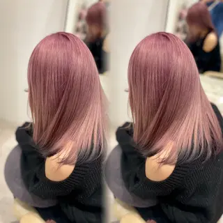 セミロング カラー ハッシュカット レイヤー池袋のヘアスタイル