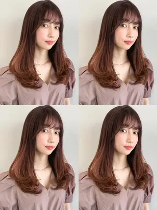 セミロング カラー 透明感/オリーブ/ グレージュ/YUKAのヘアスタイル