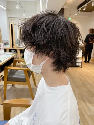 ショート パーマ メンズ 🤎ベージュカラー 🐶メンズパーマのヘアスタイル