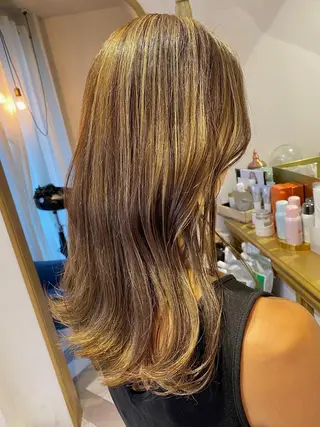 ロング カラー 顔周り/ブリーチなし /縮毛矯正🫧伊勢のヘアスタイル
