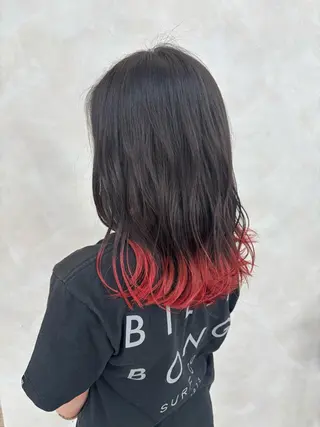 セミロング 顔まわりレイヤー×透 明感カラー/しずくのヘアスタイル