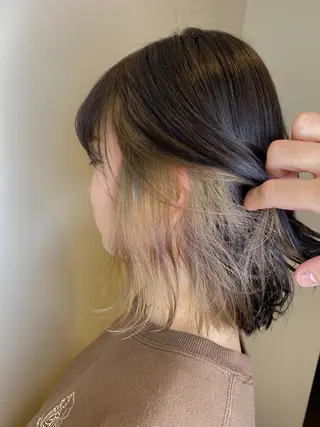 ミディアム カラー ハイライト/ブリーチ バレイヤージュ関佳祐のヘアスタイル