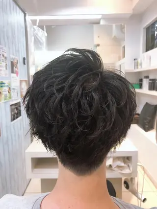 ショート パーマ メンズ 髪質改善× ハイライト溝江のヘアスタイル