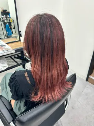 セミロング カラー レイヤー ハイトーン 暖色⭐︎KANAKOのヘアスタイル