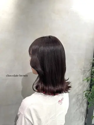 セミロング カラー 韓国レイヤー/酸性 ストレート/髪質改善のヘアスタイル