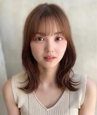 セミロング カラー 🧡くびれヘア/前髪 顔周り🧡久原結衣のヘアスタイル