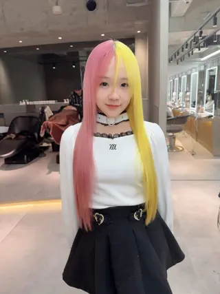 ロング カラー ヘアアレンジ ARIA💎縮毛矯正 ブリーチ💎複雑履歴のヘアスタイル