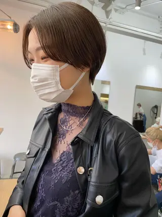 ショート カラー パーマ ヘアアレンジ メンズ キッズ ネイル マツエク・マツパ パーマ/透明感カラー /ボブ/吉田一生のヘアスタイル