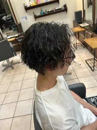 ミディアム パーマ メンズ 大阪/梅田/シャドウ パーマ/ノボリユウタのヘアスタイル
